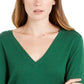 Suéter feminino Maison Jules com decote em V, verde, tamanho pequeno