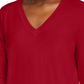 Suéter feminino Maison Jules com decote em V, vermelho, tamanho pequeno