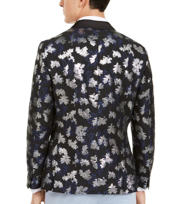 Blazer masculino slim fit metálico jacquard da INC International Concepts, tamanho pequeno, azul marinho