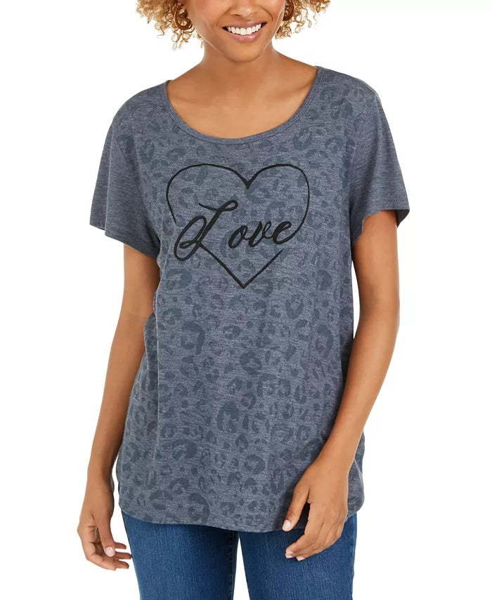 Camiseta feminina Love Graphic da Style &amp; Co, cinza, tamanho X-G