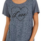 Camiseta feminina Love Graphic da Style &amp; Co, cinza, tamanho X-G