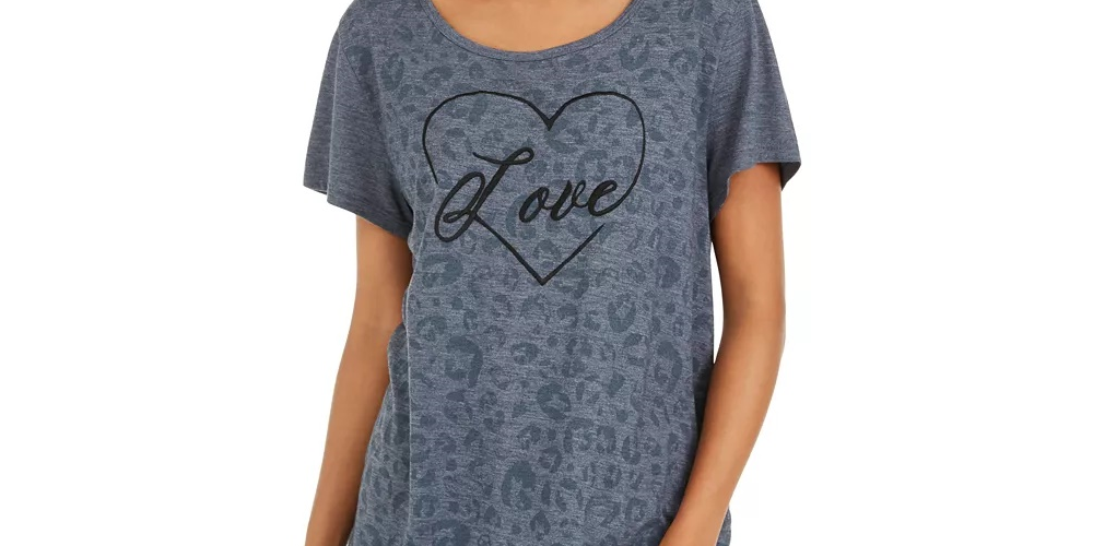 Camiseta feminina Love Graphic da Style &amp; Co, cinza, tamanho X-G