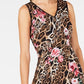 Vestido midi trapézio com decote em V, estampado, sem mangas, marrom, tamanho 16, dourado, da INC International Concepts