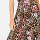 Vestido midi trapézio bege estampado sem mangas com decote em V, tamanho 4, dourado, da INC International Concepts