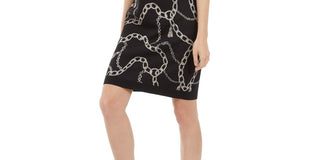 Vestido suéter feminino com estampa de corrente da INC International Concepts, preto, tamanho pequeno