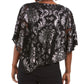 JM Collection Top assimétrico feminino com estampa popover, preto, tamanho médio