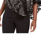 JM Collection Top assimétrico feminino com estampa popover, preto, tamanho médio