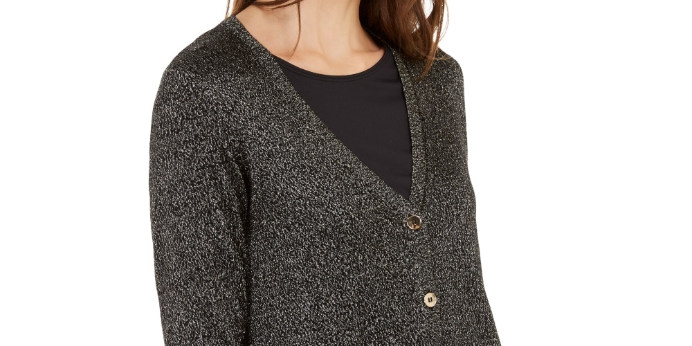 Cardigan Alfani Feminino Metálico Preto Tamanho Pequeno-Médio