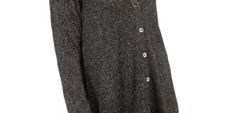 Alfani Women's Metallic Shirttail Cardigan Sweater Black Size Petite Small-Medium