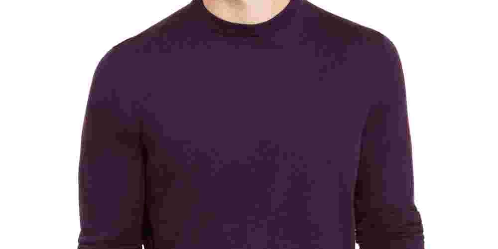 Suéter masculino Alfani Merino Blend Solid Crewneck Roxo Tamanho XX-G