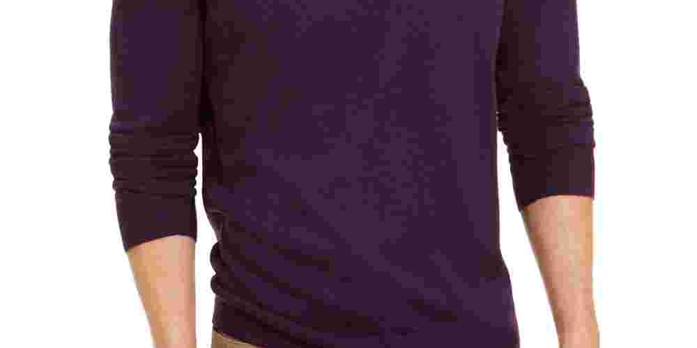Suéter masculino Alfani Merino Blend Solid Crewneck Roxo Tamanho XX-G