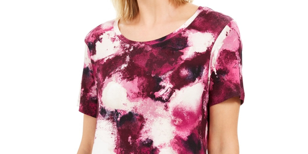 JM Collection Top estampado feminino pequeno rosa tamanho pequeno-médio