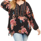 Blusa floral plus size feminina Style &amp; Co, preta, tamanho 0X