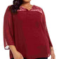 Blusa Plus Velveteen sem Olhos Style &amp; Co Feminina Vermelha Tamanho 0X