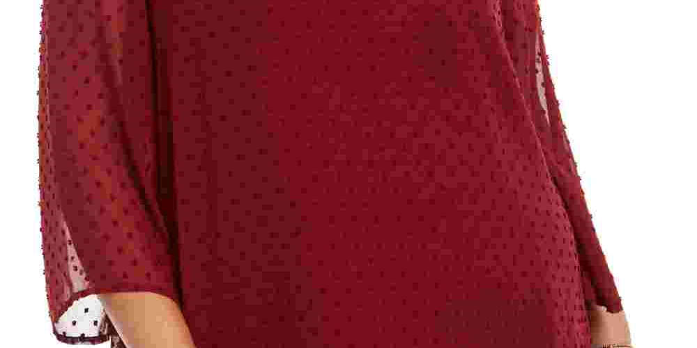 Blusa Plus Velveteen sem Olhos Style &amp; Co Feminina Vermelha Tamanho 0X