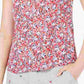 Blusa feminina sem mangas Maison Jules com estampa e gola franzida, azul-marinho, tamanho pequeno