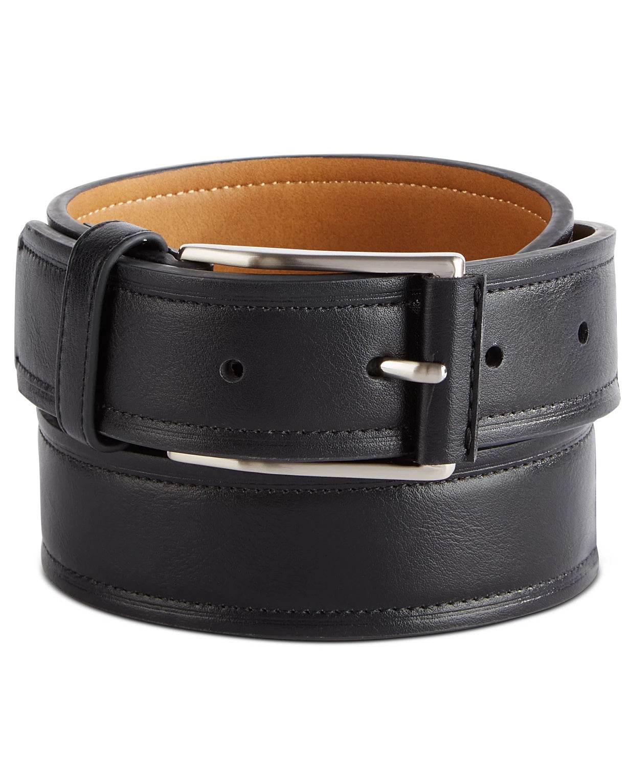 Cinto masculino Club Room com borda chanfrada, preto, tamanho pequeno