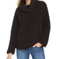 Suéter feminino estilo &amp; co sherpa gola alta preto tamanho pequeno