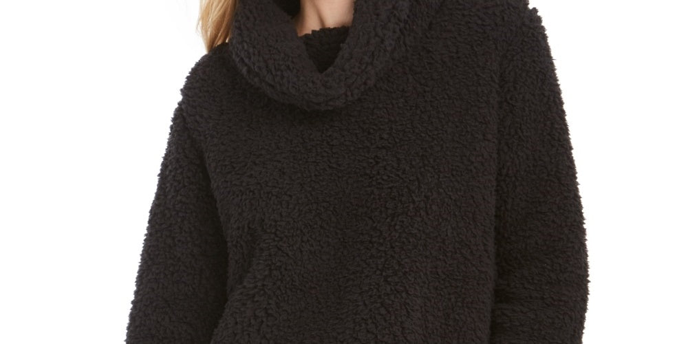 Suéter feminino estilo &amp; co sherpa com gola alta, preto, tamanho extragrande