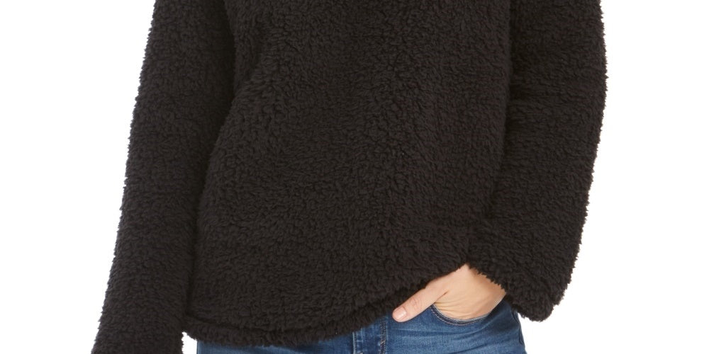 Suéter feminino estilo &amp; co sherpa com gola alta, preto, tamanho extragrande