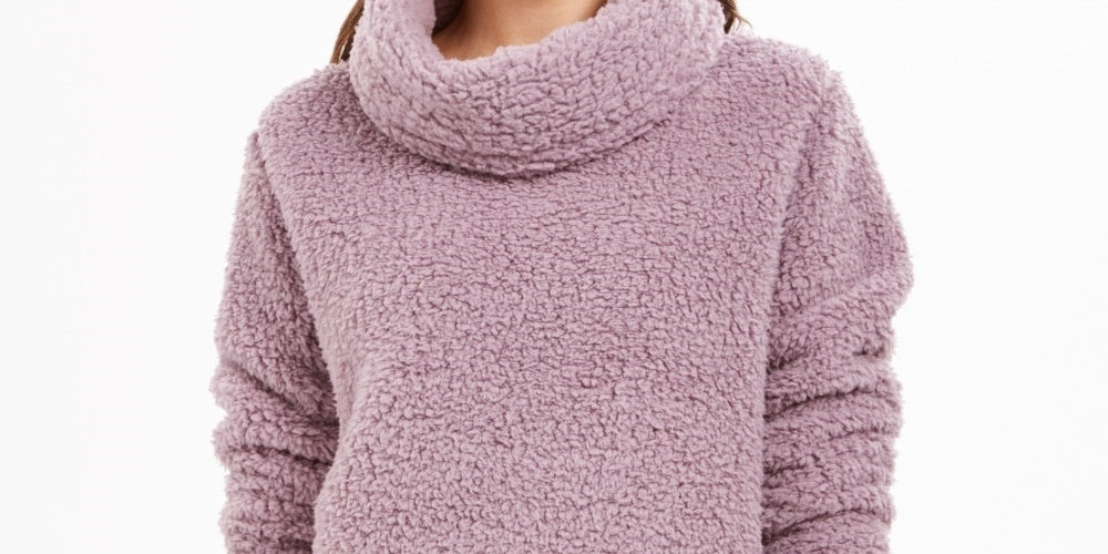 Suéter feminino Sherpa com gola alta, roxo, tamanho XX-G, da Style &amp; Co