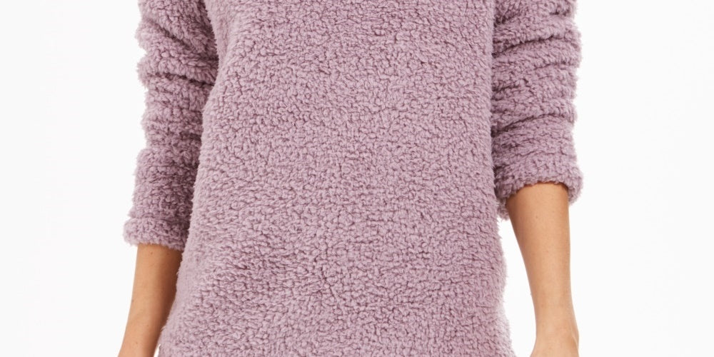 Suéter feminino Sherpa com gola alta, roxo, tamanho XX-G, da Style &amp; Co