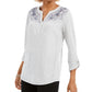 Top bordado de veludo feminino Style &amp; Co, cinza, tamanho pequeno grande