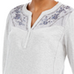 Top bordado com jugo de veludo feminino Style &amp; Co, cinza, tamanho pequeno
