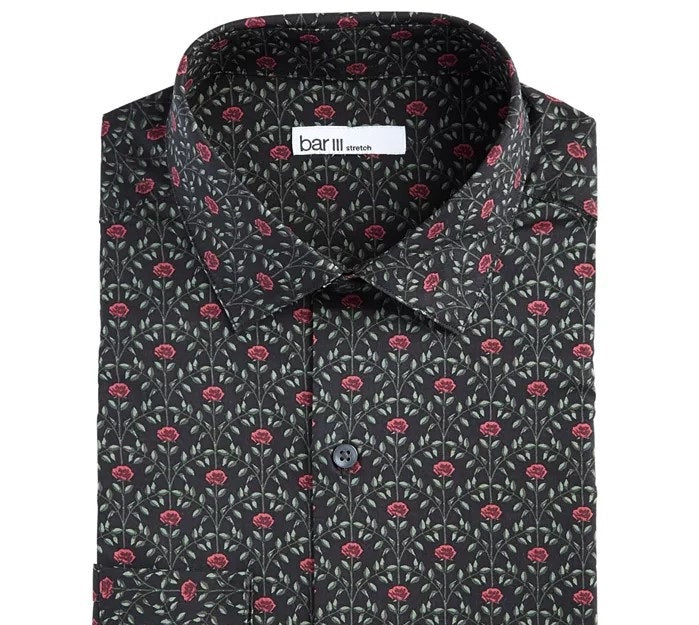 Camisa social masculina Bar III preta elástica tamanho 14,5 x 32-33