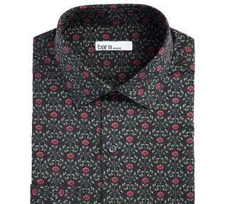 Camisa social masculina Bar III preta elástica tamanho 14,5 x 32-33