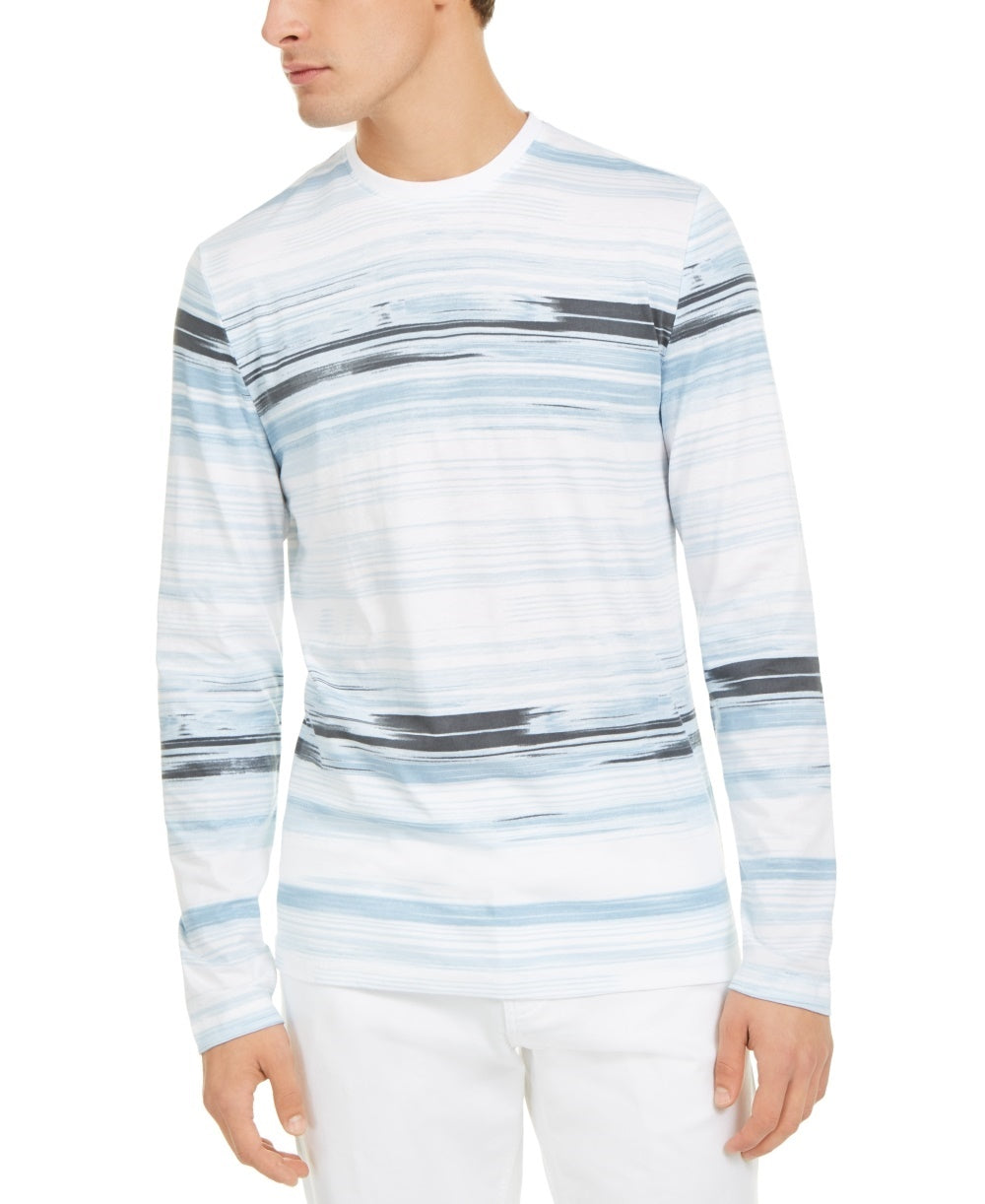 Camiseta listrada masculina Alfani, branca, tamanho XXXL-G