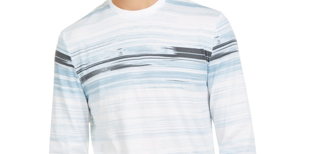 Camiseta listrada masculina Alfani, branca, tamanho XXXL-G