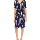 Vestido feminino Alfani estampado com amarração na cintura, roxo, tamanho médio