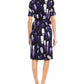Vestido feminino Alfani estampado com amarração na cintura, roxo, tamanho médio