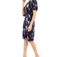 Vestido feminino Alfani estampado com amarração na cintura, roxo, tamanho médio