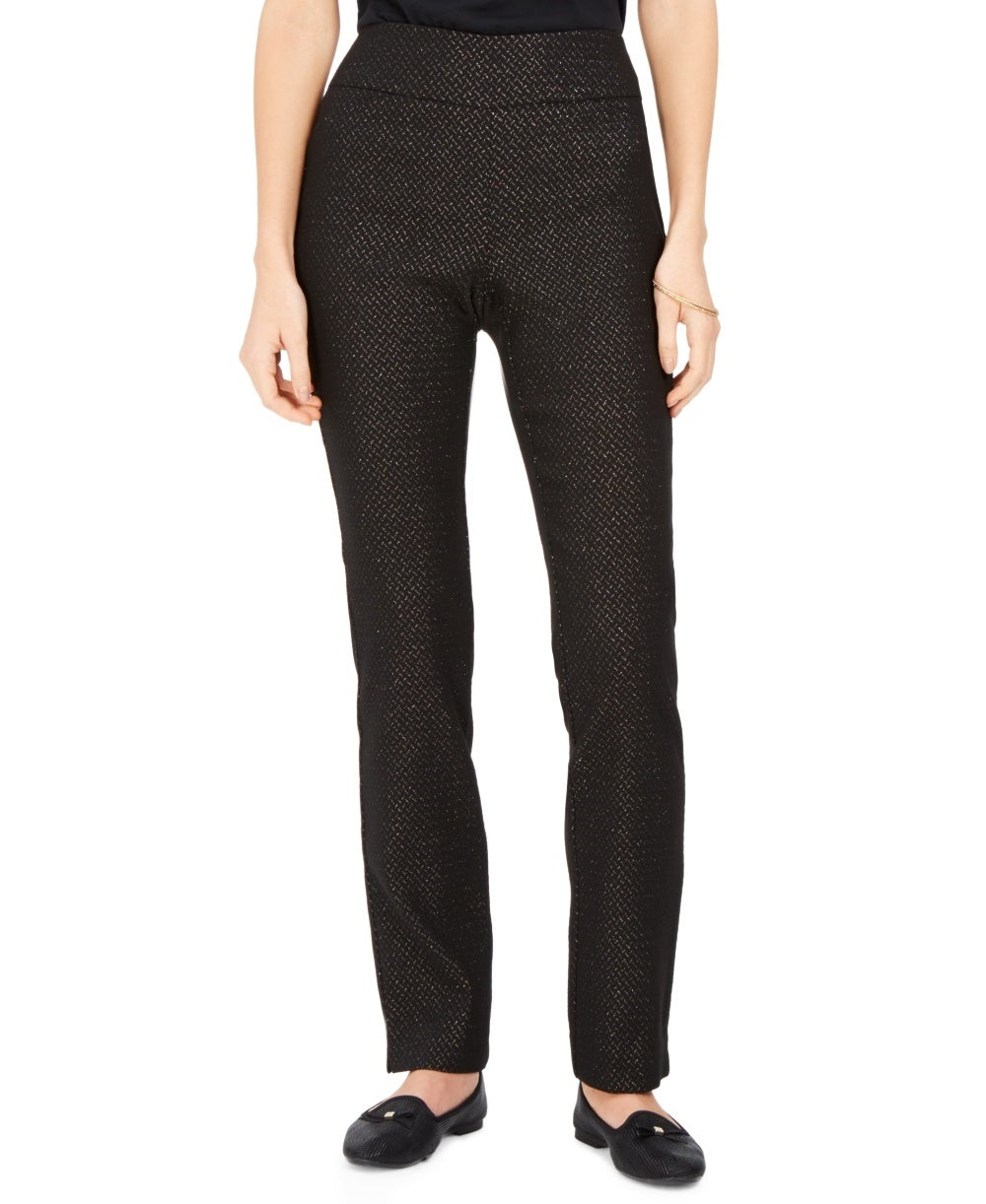 Calça feminina Charter Club Pull On Ponte Knit, cor carvão, tamanho 10, pequena