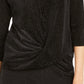 Blusa feminina Alfani com listras e decote em V, manga 3/4, preta, tamanho grande