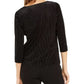 Blusa feminina Alfani com listras metálicas e torção frontal, preta, tamanho pequeno