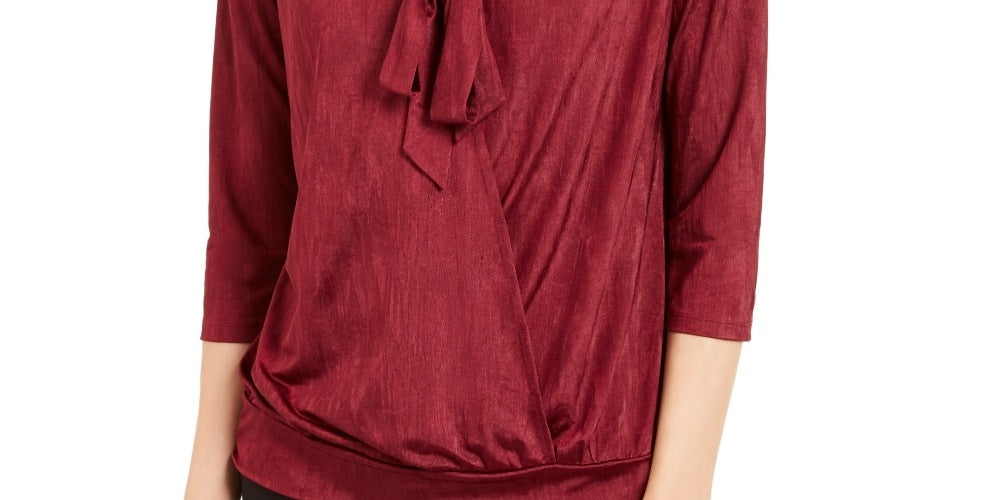 Blusa feminina Alfani com decote em V e sobrepeliz, tamanho X-G