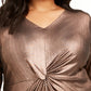 Top feminino Alfani Plus Size com torção frontal metálica marrom, tamanho 3X