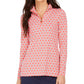 Top feminino estampado com zíper e meio zíper Charter Club, rosa, tamanho XX-G