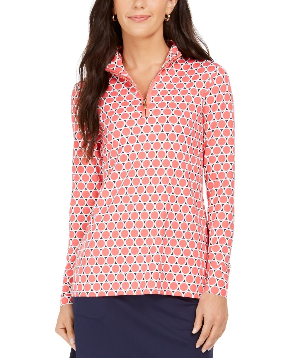 Top feminino estampado com zíper e meio zíper Charter Club, rosa, tamanho XX-G