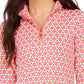 Top feminino estampado com zíper e meio zíper Charter Club, rosa, tamanho XX-G