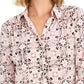 Camisa polo feminina estampada com manga 3/4 Charter Club, rosa, tamanho extragrande