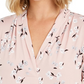 Top feminino estampado com decote em V, rosa, tamanho médio, Charter Club