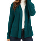 Cardigan feminino de algodão com abertura frontal, verde escuro, tamanho extragrande, Charter Club