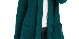 Charter Club Women's Cotton Open-Front Cardigan Dark Green Size X-Large
