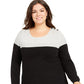 Suéter feminino plus size metálico bicolor Charter Club cinza tamanho 0X