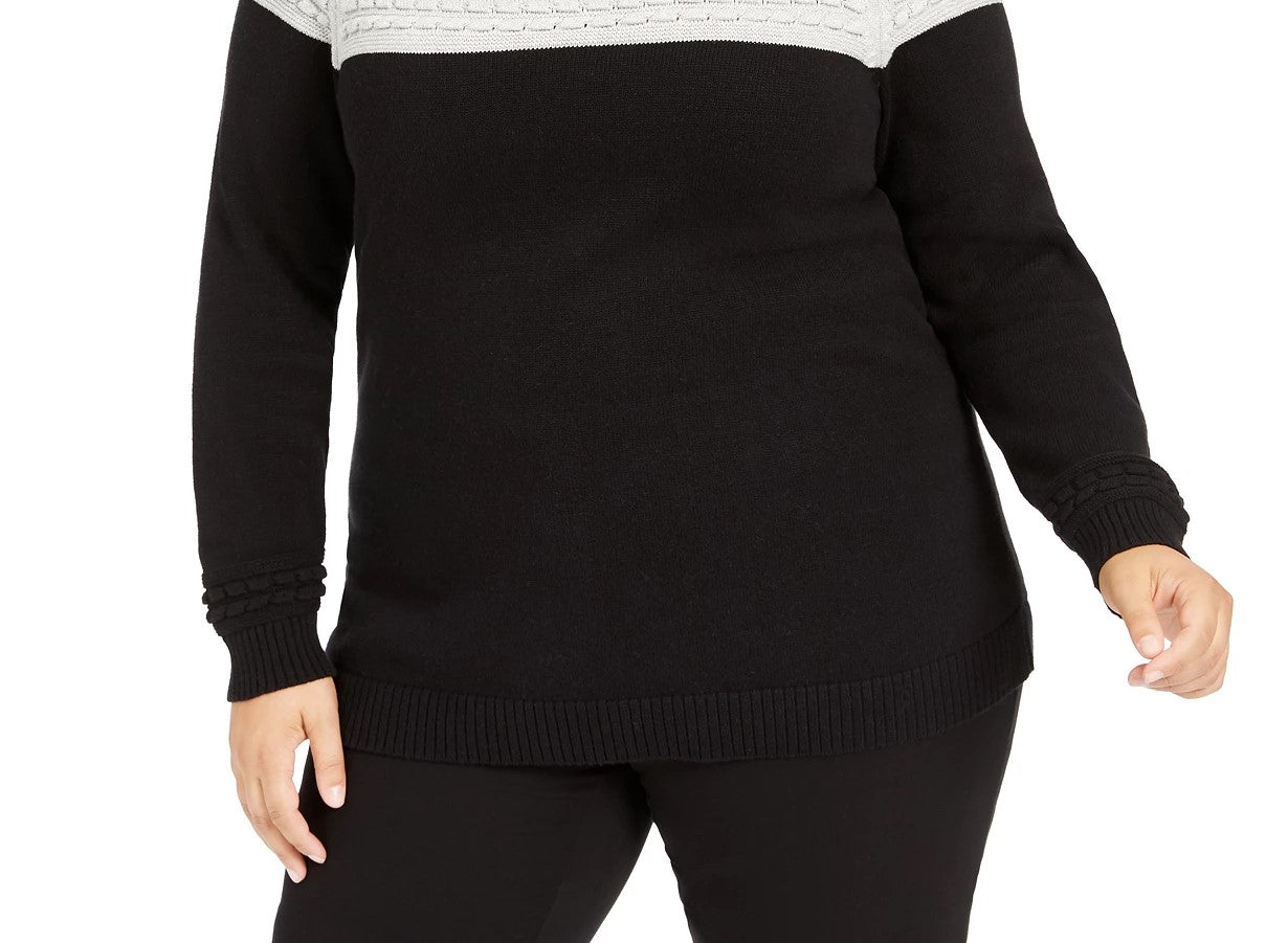 Suéter feminino plus size metálico bicolor Charter Club cinza tamanho 0X