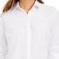 Camisa feminina Charter Club com pérolas artificiais, branca, tamanho grande